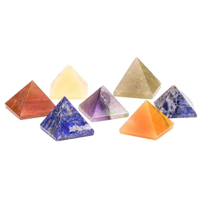 Edelstenen SET 7 chakra piramide stenen - 2x2 - Fluweel - Edelsteen - S