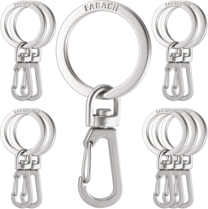 10er Pack Sleutelhanger Karabijnhaak met Draaibare Sleutelring - Duurzaam en Lichtgewicht