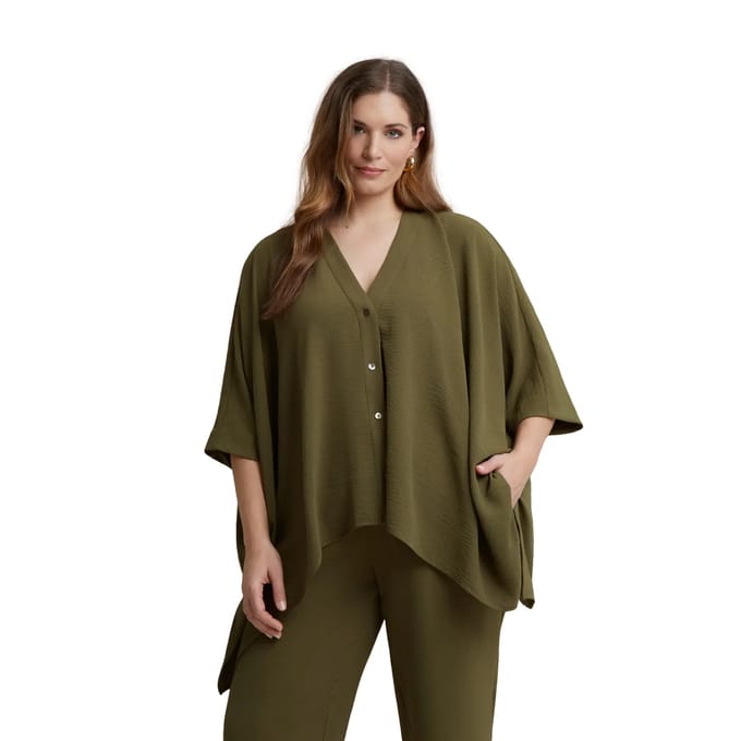 V-hals Blouse in Crêpe Dames Mat Fashion Essential