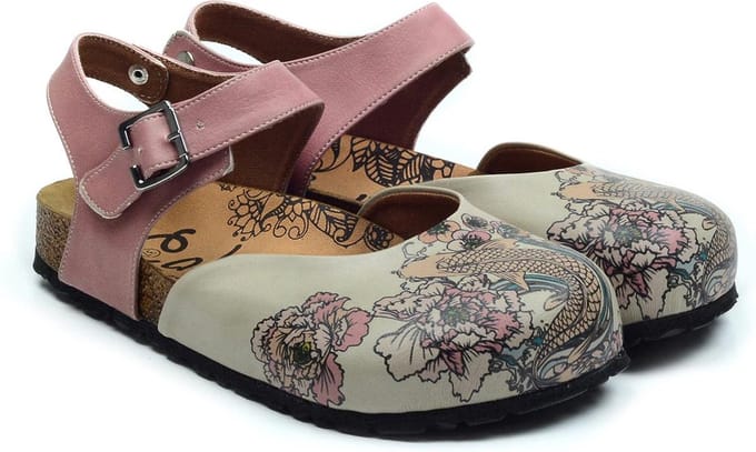 GOBY Clogs met Koi Fish Print – Handgemaakt – Hoge Kwaliteit – Maat 35