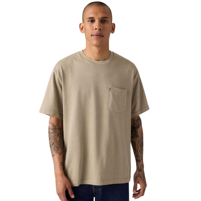 Levis Klassiek T-shirt met zak voor heren, zware kwaliteit (Khaki)