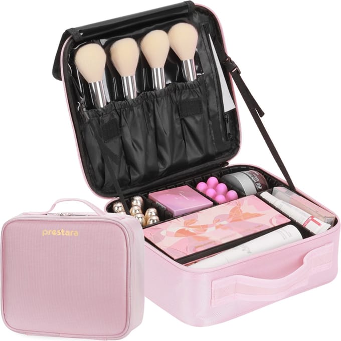Prestara - Compacte make-up koffer - roze - ideaal voor dagelijks gebruik - maat S