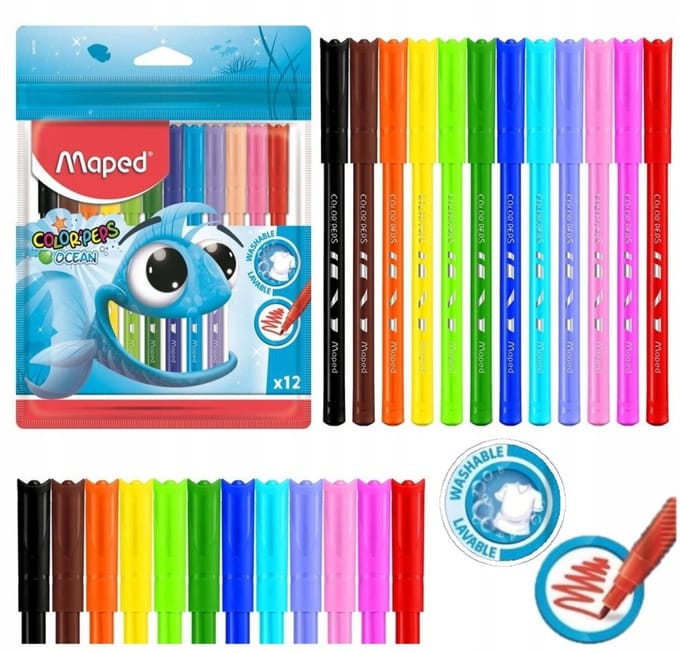 Maped Color'Peps Ocean Stiften Set - 12 Levendige Kleuren