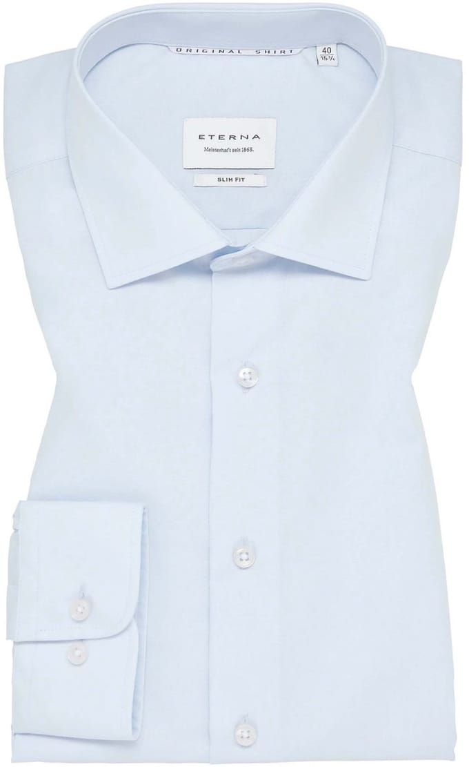 ETERNA modern fit overhemd - popeline - lichtblauw - Strijkvrij - Boordmaat: 38