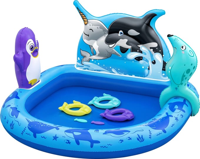 Bestway Polar Pals™ Speelcentrum - Opblaasbaar Kinderzwembad - Met Waterspringen & Spelletjes