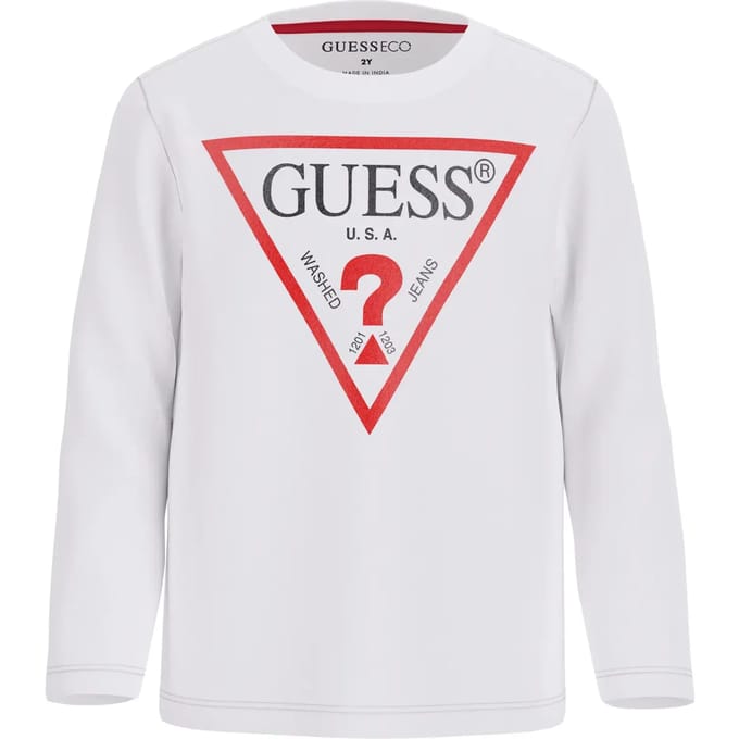 Kinder-T-shirt met lange mouwen Guess Core blanc