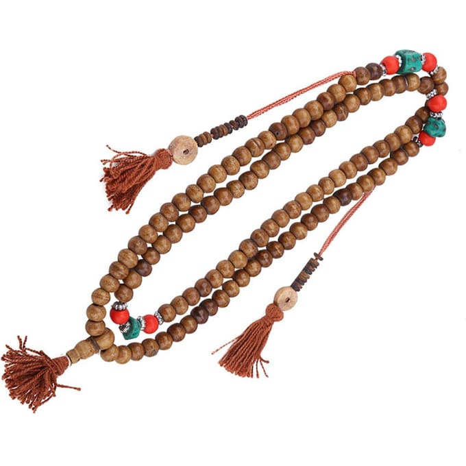 Tibetaans Rozenkrans 108 Natuurlijke Kralen Gebed Boeddha Boeddhistisch Elastisch Armband brown
