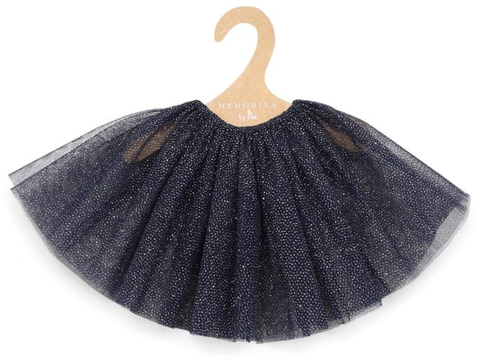 Asi poppenrok tule navy blauw goud - poppenkleding accessoire.