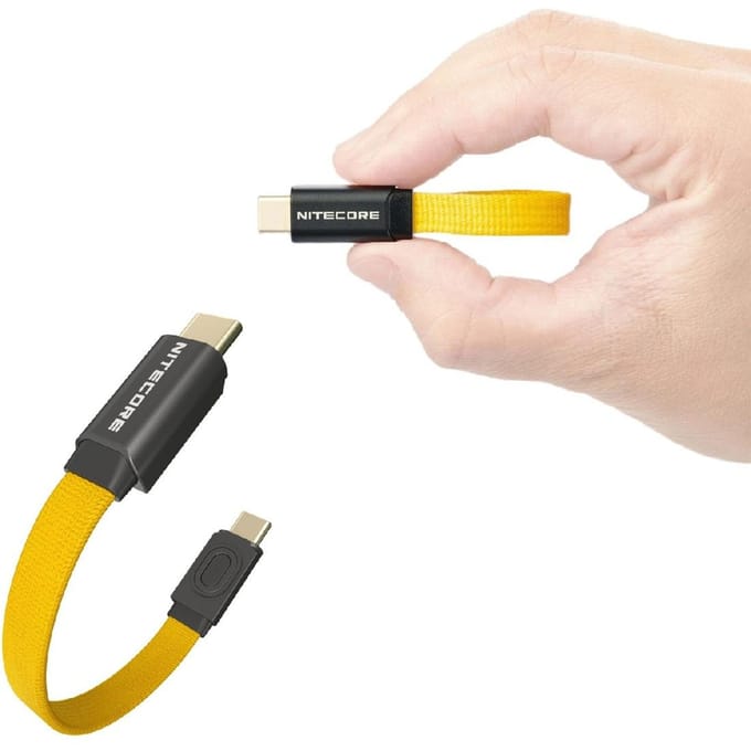 Korte USB-C kabel Nitecore NLink10 7cm 60W Snelladen