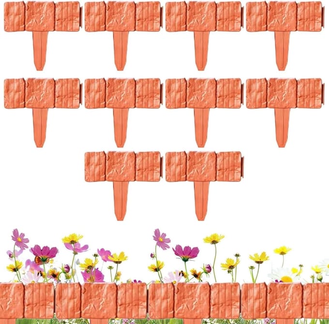 Tuinrand Steenlook - Bloembedrand Flexibel - Gazon Afscheiden - Modulaire Verbinding - 25x23 cm - Oranje