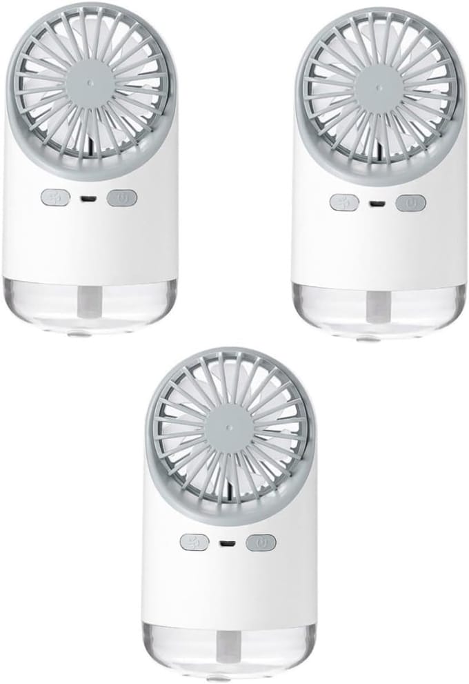 Luchtbevochtiger Ventilator - Mini Koeler - Persoonlijke Koeling - Met Sfeerverlichting - 200ml Tank - Wit