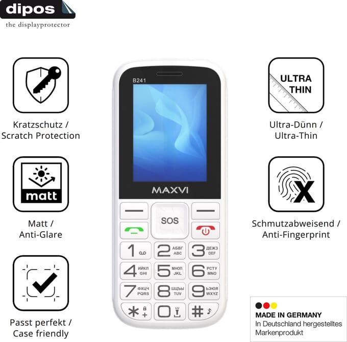 dipos – 4x Matte Beschermfolie geschikt voor Maxvi B241 | Krasbestendige & antireflecterende Screenprotector Ultra-Thin