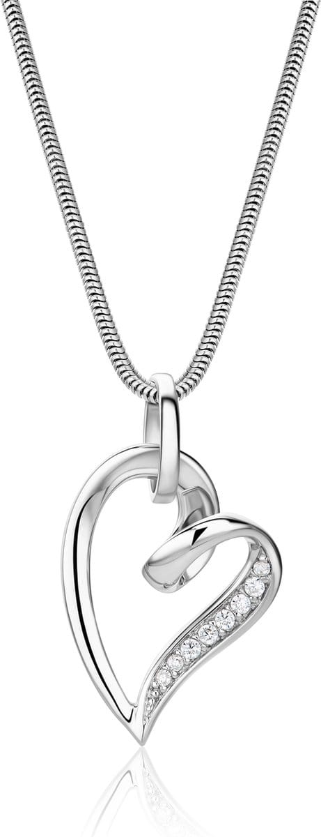 Miore Pure Collier Ketting Dames - Zilver - Met Zirkonen - Kettingen - 45 cm