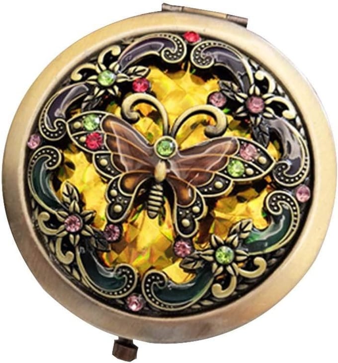 Make-up spiegel - Compacte spiegel zakspiegel - Make-up aanbrengen - Vintage vlinder design - 1 stuk - Niet gespecificeerd