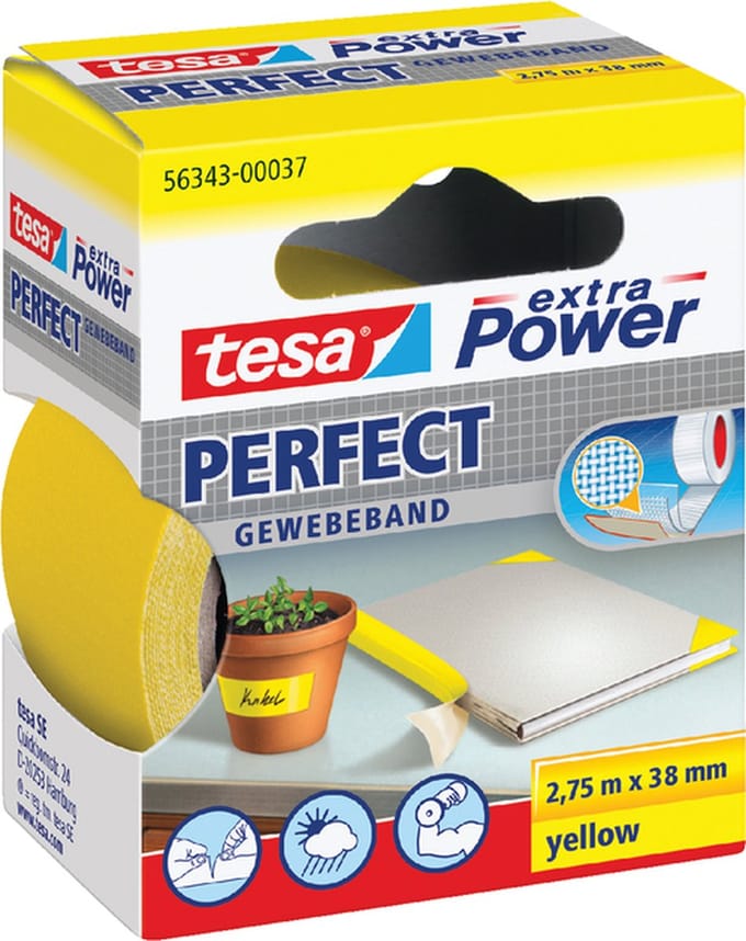 Textieltape tesa perfect 2.75mx38mm geel | 6 stuks
