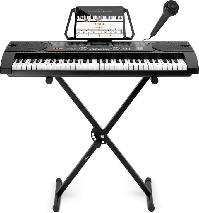 Áengus keyboard 61 toetsen, Piano met Standaard en Microfoon - A289