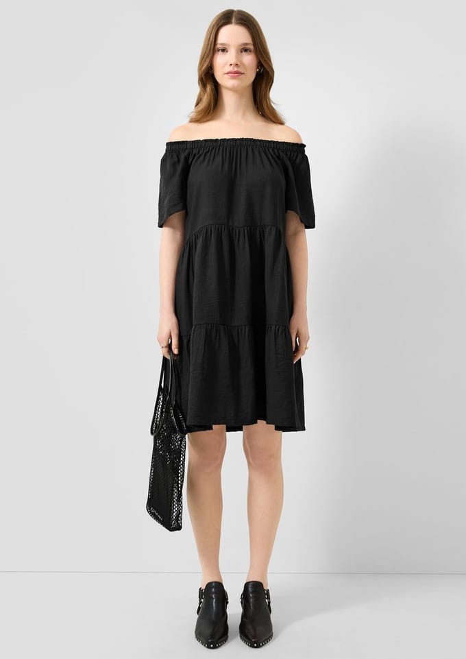 QS - female - Jurk van viscose-mix met carmenhalslijn