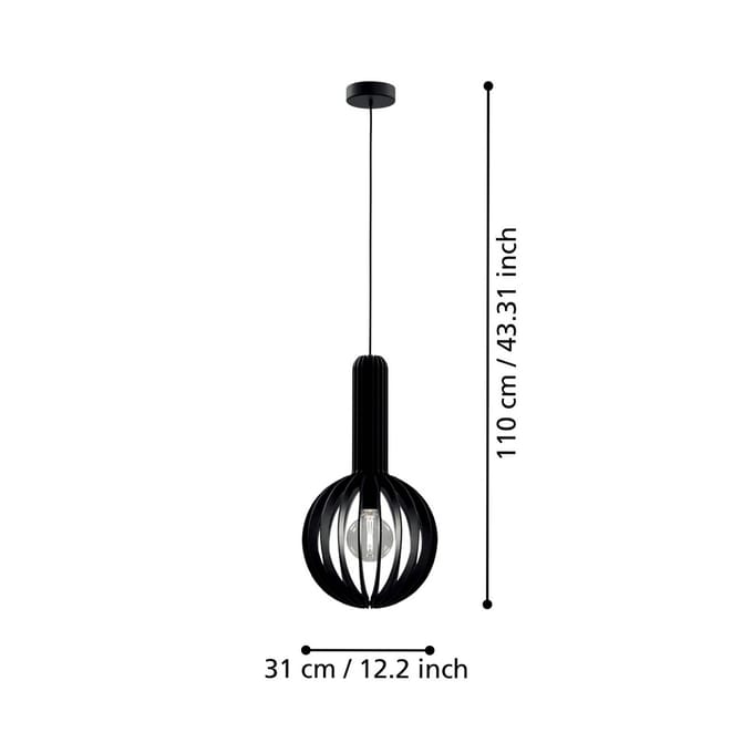 EGLO Velasco Hanglamp - E27 - Ø 31 cm - Zwart