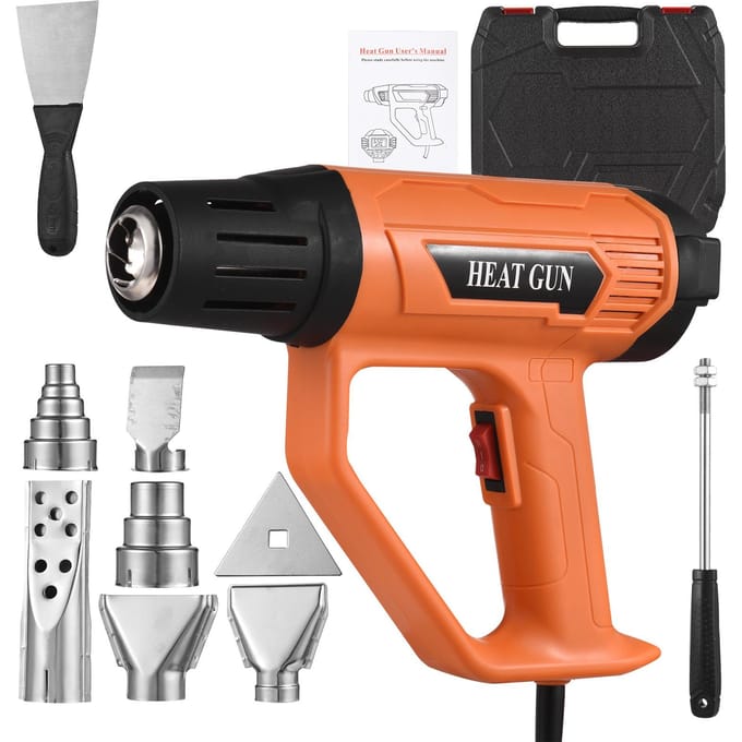 Geevorks 2000W heteluchtpistoolset Industrieel heteluchtpistool Snelle verwarming LCD Digitaal temperatuurgestuurd EU Plug