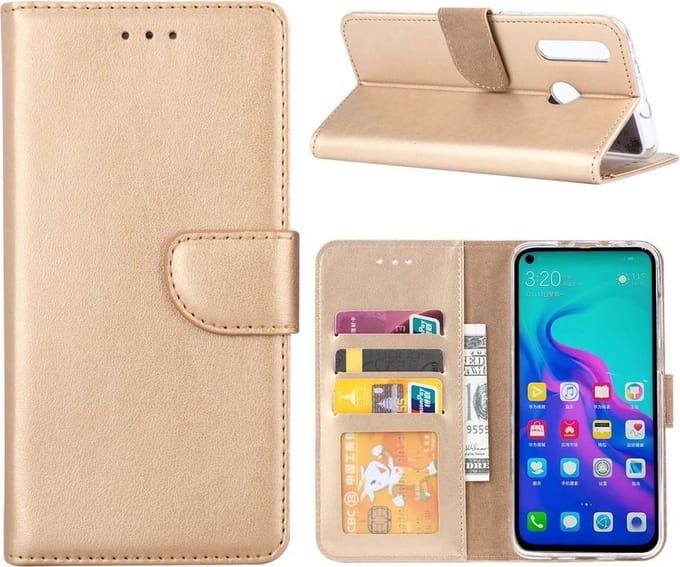 Bookcase Geschikt voor: Huawei Nova 4 - Goud - portemonnee hoesje
