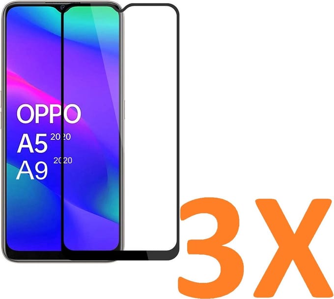 Volledige dekking Screenprotector Glas - Tempered Glass Screen Protector Geschikt voor: Oppo A5 / Oppo A9 2020 -  - 3x