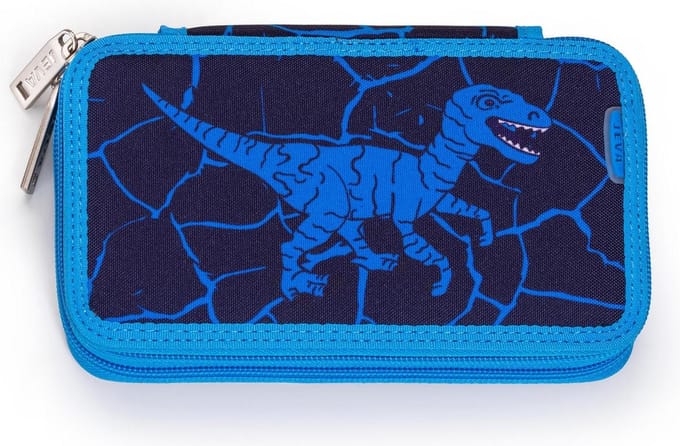JEVA Twozip Monster - Gevulde etui met Dino print