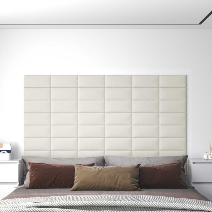 vidaXL - Wand - Hoofdbord - 12 - st - Crèmekleurig - Fluweel
