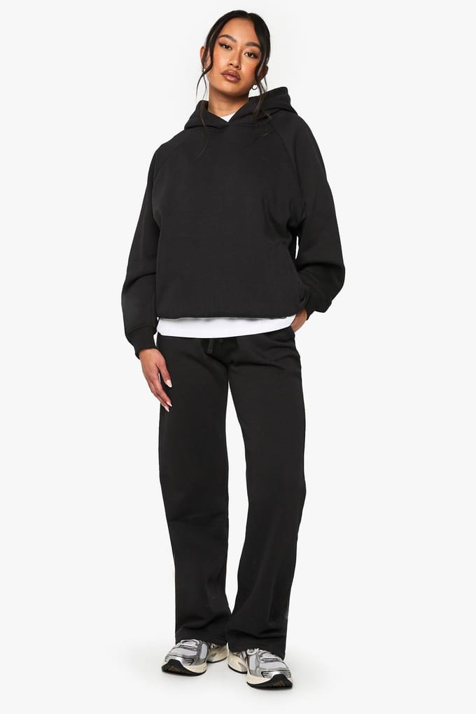 boohoo Dames Lange Raglan Naad Oversized Hoodie | Zwart | Maat: Small