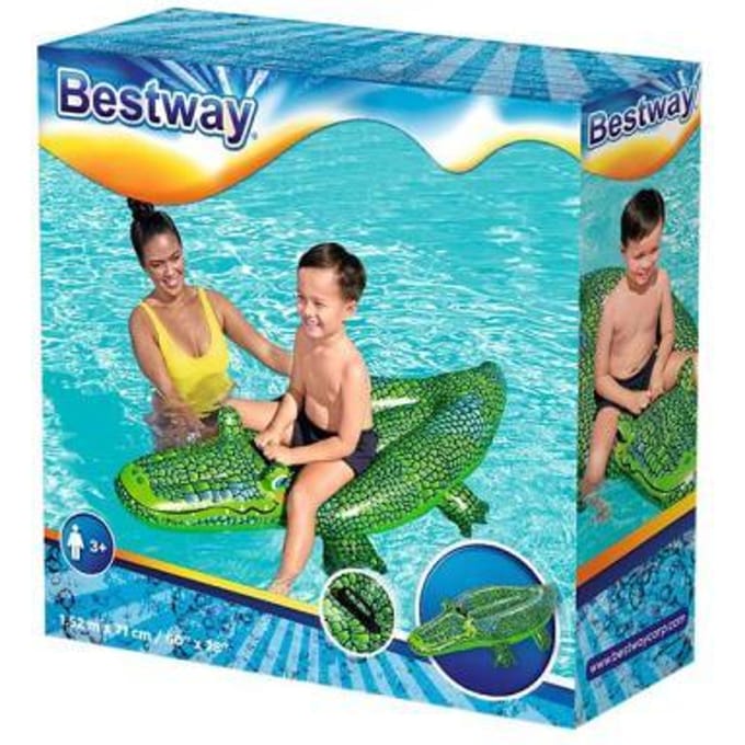 Bestway Opblaas Krokodil - 148 X 6,7 X 2,9 CM - Stevig PVC - Kinderen vanaf 3 Jaar - Groen