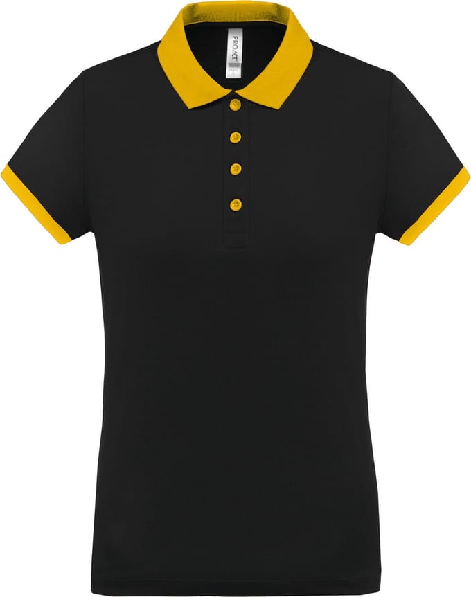 Damessportpolo 'Proact' met korte mouwen Black/Yellow - M