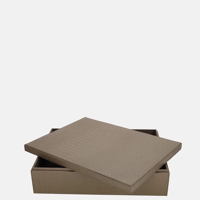 Chamada Maria leren opbergbox rechthoek croco large taupe