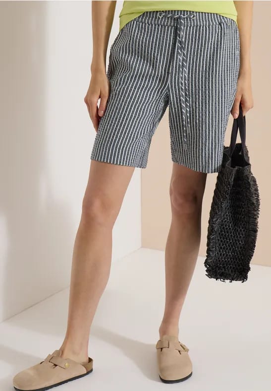 Shorts met Wide Leg pijpen van seersucker