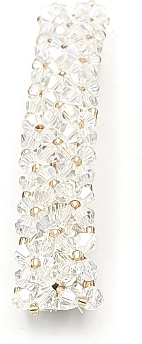haarspeld met glinsterende glaskraaltjes - wit en goud