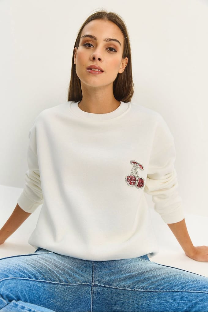 Geborduurd Crew Neck Sweatshirt