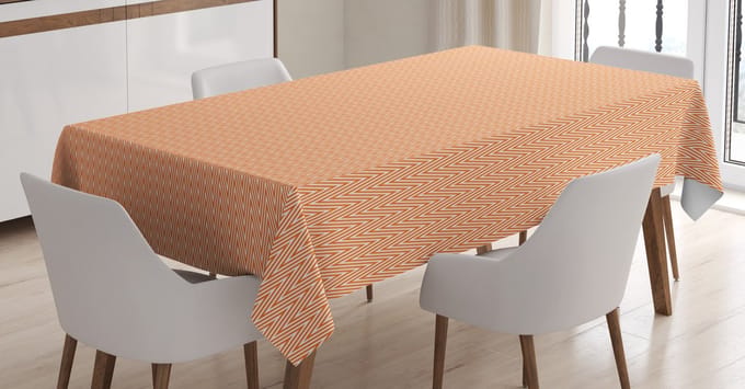 ABAKUHAUS Hoek-tafelkleed – oranje-wit 140x200 cm – vlekbestendig