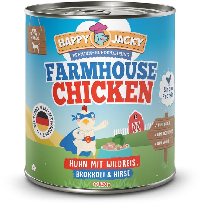HAPPY JACKY Mono 6x820gD - Kip met wilde rijst, broccoli & gierst