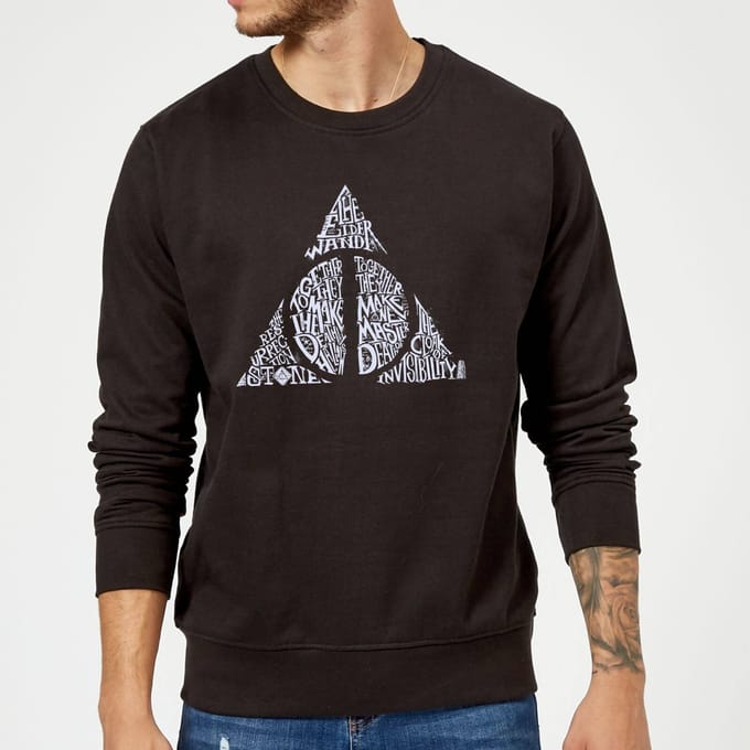 Harry Potter Deathly Hallows Text trui - Zwart - L