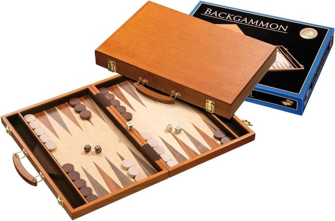 Klassiek Backgammon Spel Groot Formaat Houten Koffer