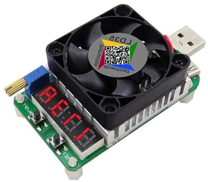 USB Belasting Tester - Weerstand Module - Stroom Ontlading - Intelligente Temperatuurregeling - 35 W - Zwart
