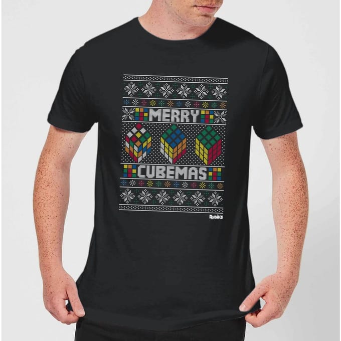 Rubiks Merry Cubemas Men's Christmas T-Shirt - Black - 5XL