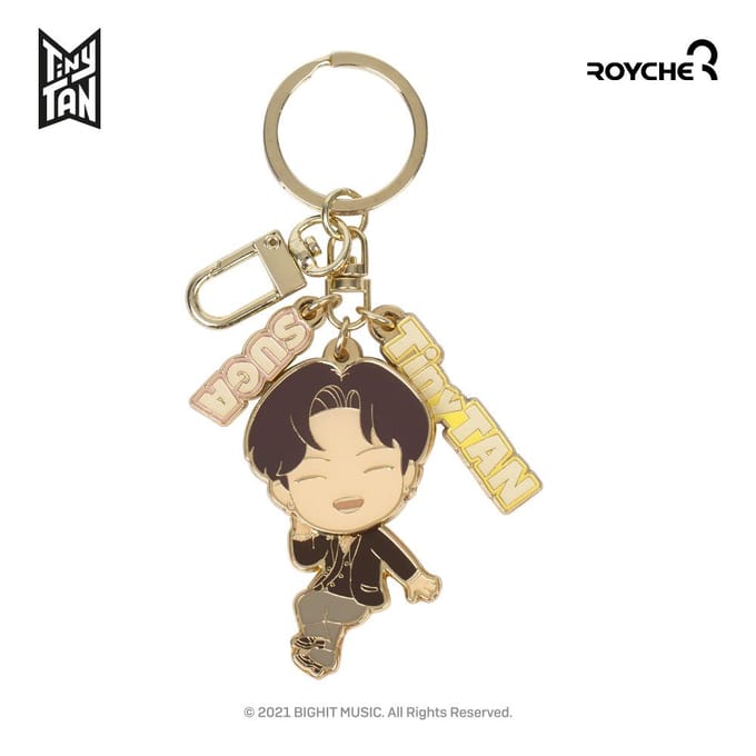 BTS (BangTan-jongens) TinyTAN Dynamite Metalen Sleutelhanger, Officieel, Origineel, Authentiek, K-POP, idool beige