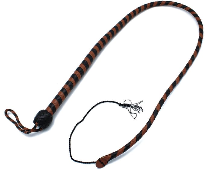 Kiotos - Lederen Single Tail Zweep - Zwart/Bruin - 140 cm