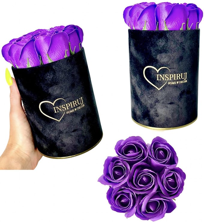 Inspiruj - Flowerbox - Czarne Pudełko - Rozen Mydlane - Donker Paars