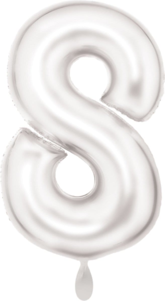 Folieballon 86cm cijfer 8 Silk White