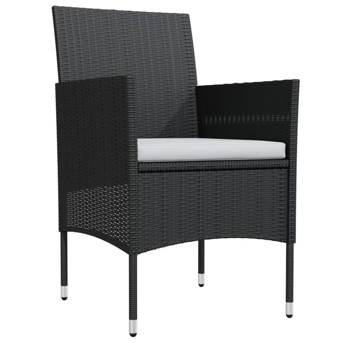 vidaXL - 7-delige - Tuinset - met - kussens - zwart