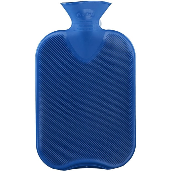 Fashy warm water kruik - enkelzijdig geribbeld - blauw - 2 liter