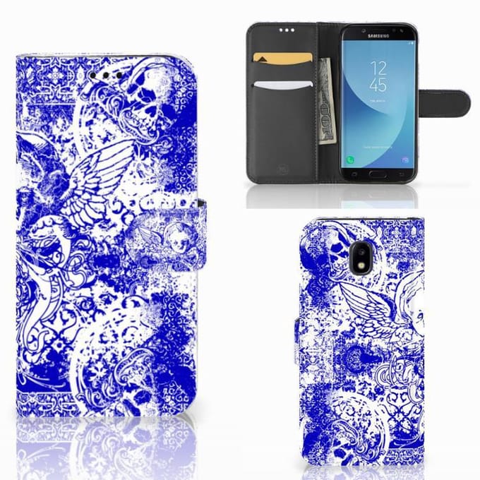 Telefoonhoesje met Naam Samsung Galaxy A30 Angel Skull Blauw