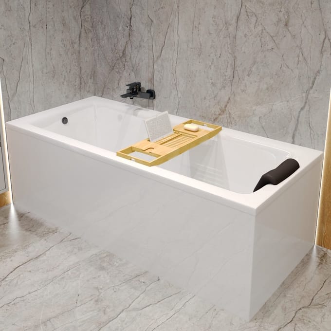 Badland TALIA ligbad 140 x 70 cm wit met bamboe badplank