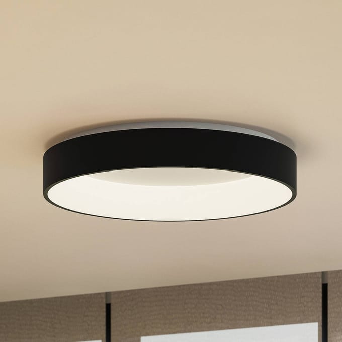 Arcchio LED plafondlamp Aleksi, Ø 60cm, zwart, metaal, CCT