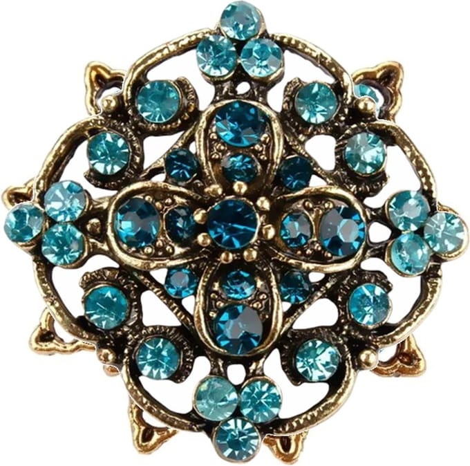 Fako Bijoux® - Broche - Bloem Retro - 32x32mm - Blauw